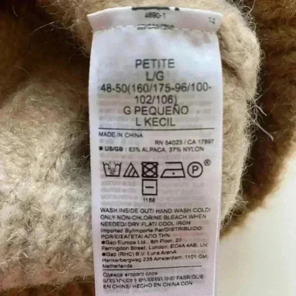 BANANA REPUBLIC Mock Neck Spacedye Cableknit Alpaca Blend Petit L/G - Picture 8 of 13